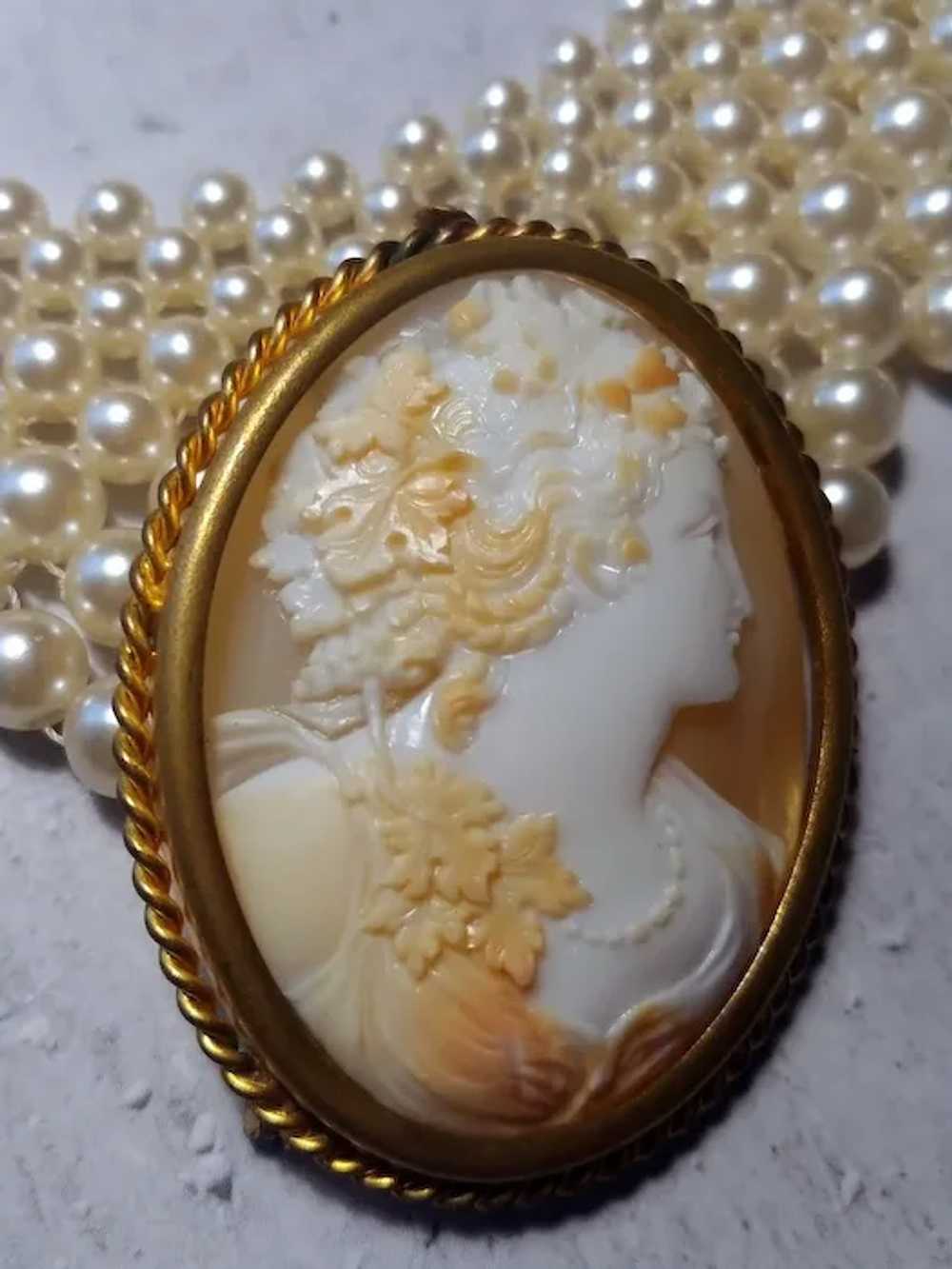 Antique Victorian Cameo Shell Bacchante Pin Brooc… - image 4