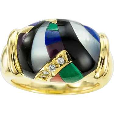 Asch Grossbardt Gemstone Inlaid Gold Ring