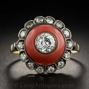 Vintage Style .60 Carat Diamond And Coral Ring
