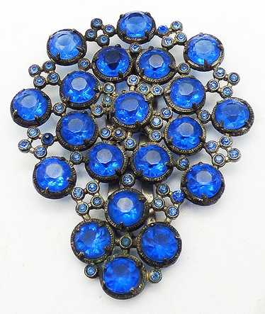 Blue Rhinestone Pot Metal Dress Clip