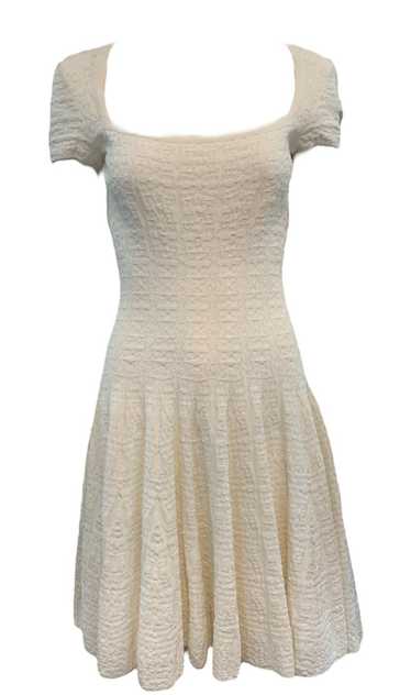 Alaia Y2K White Textured Knit Drop Waist Dress