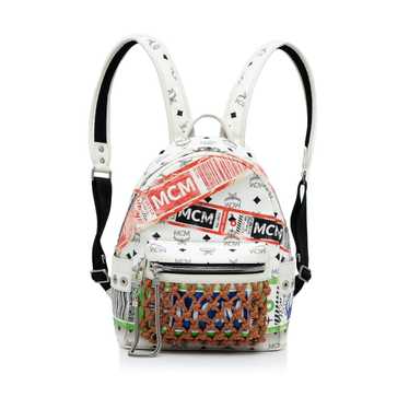 NWT! $565 MCM Resnick Visetos Logo Nylon Crossbody Bag Light  Blue/Orange/White