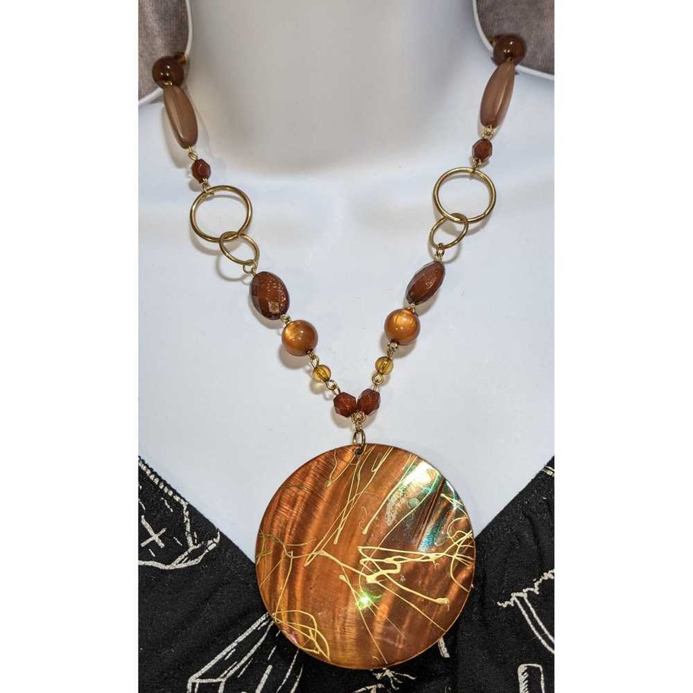 Other Brown Beaded Shell Necklace - image 2