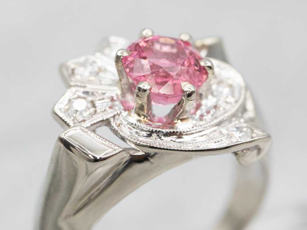 Stunning Retro Pink Tourmaline and Diamond Cockta… - image 3