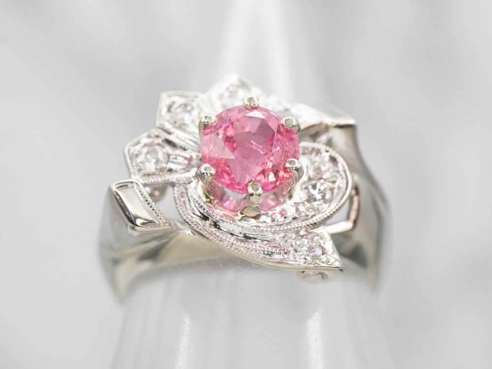 Stunning Retro Pink Tourmaline and Diamond Cockta… - image 5