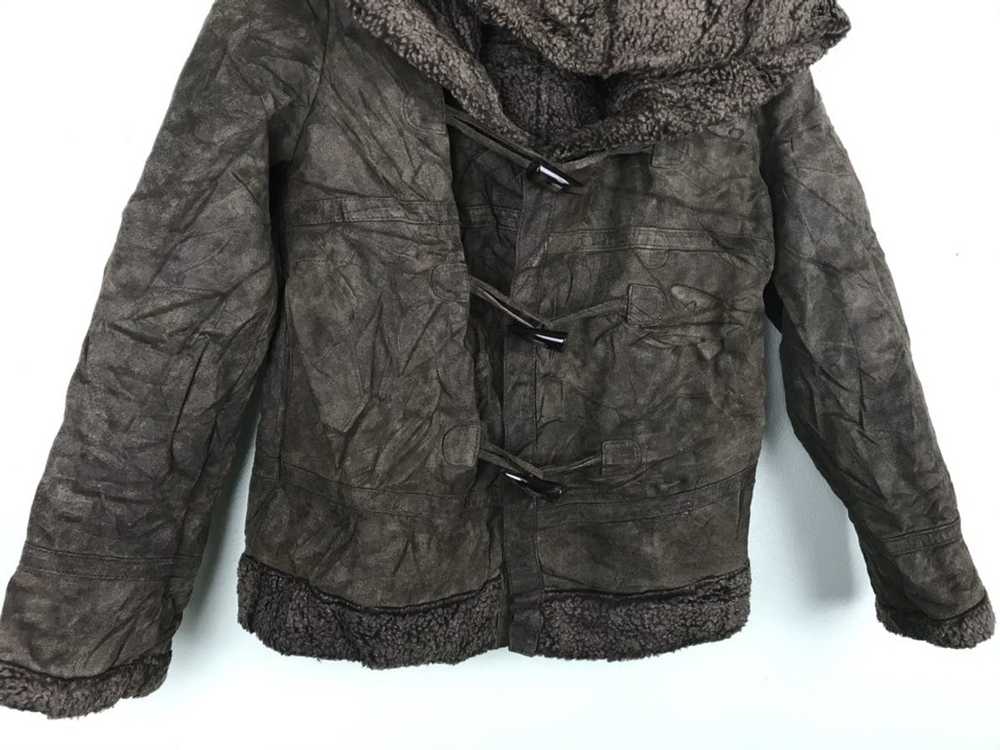 Japanese Brand Loaf Faux Leather Hoodie Jacket - … - image 3