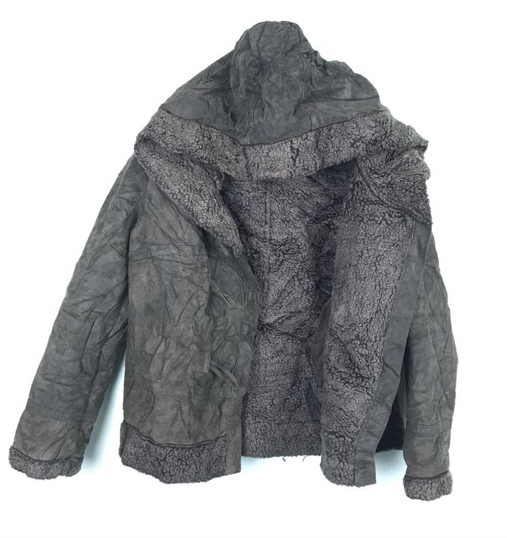 Japanese Brand Loaf Faux Leather Hoodie Jacket - … - image 4