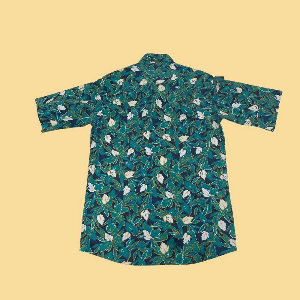 Other Vintage 90s teal blue floral button down sh… - image 4