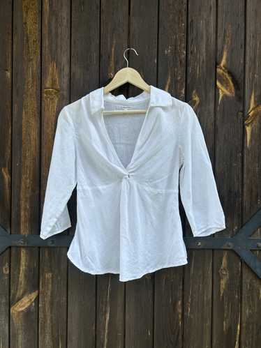 LK Bennett Linen V neck White Shirt L.K. Bennett