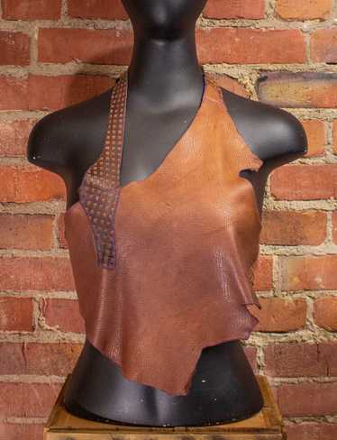 Vintage Vintage Shazzam Brown Leather Halter 1970… - image 1