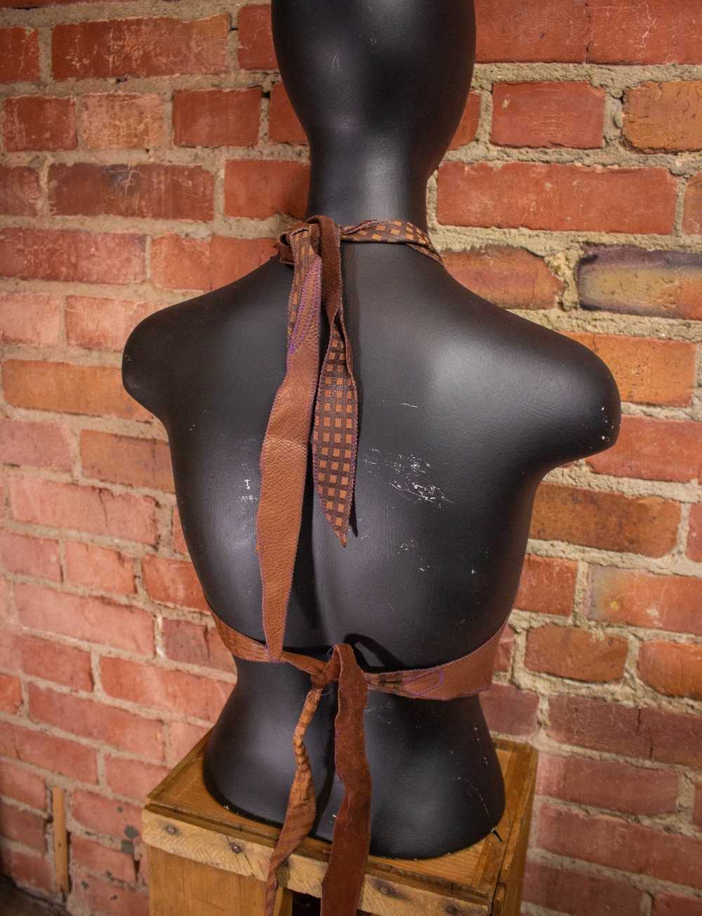 Vintage Vintage Shazzam Brown Leather Halter 1970… - image 4