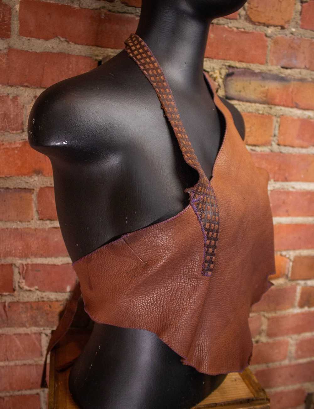 Vintage Vintage Shazzam Brown Leather Halter 1970… - image 5