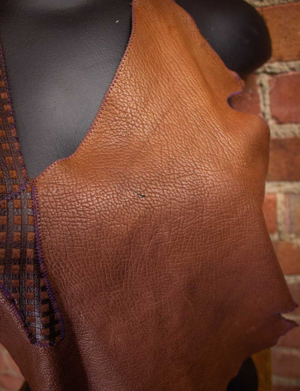 Vintage Vintage Shazzam Brown Leather Halter 1970… - image 9