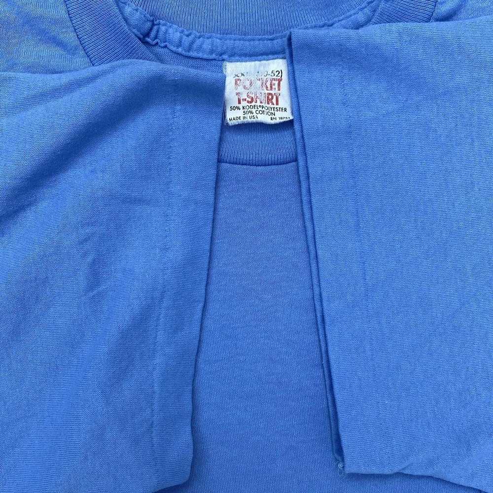 Vintage VINTAGE 1980s BLANK BLUE POCKET T SHIRT - image 3