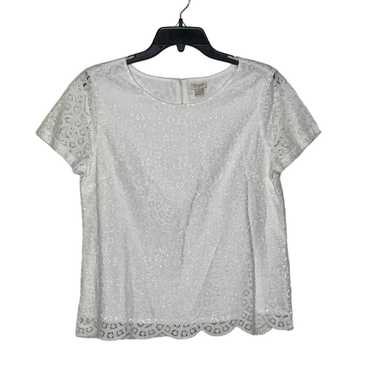 J.Crew J. Crew Blouse Top 6 White Lace Lined Cott… - image 1