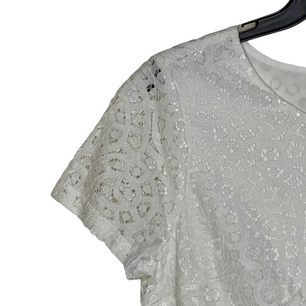 J.Crew J. Crew Blouse Top 6 White Lace Lined Cott… - image 4