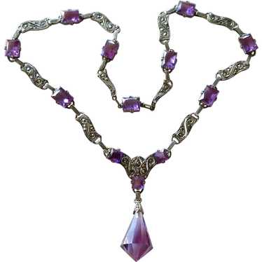 Art Deco Amethyst Gems Sterling Germany Necklace