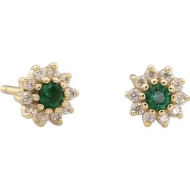 Vintage Faux Diamond and Emerald Green Crystal Pi… - image 1