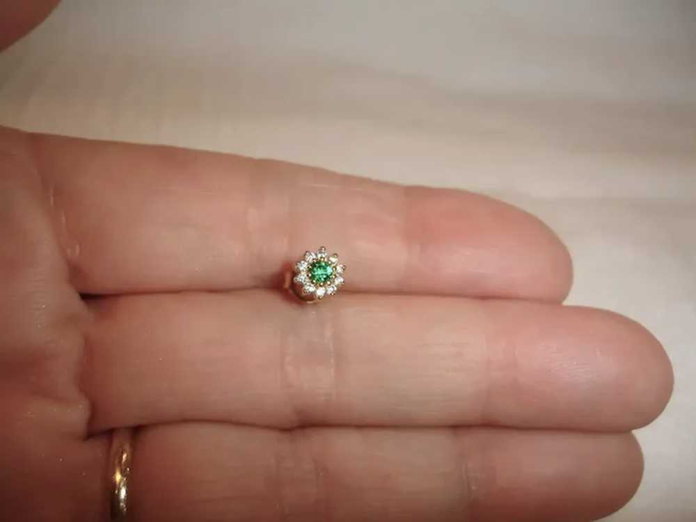 Vintage Faux Diamond and Emerald Green Crystal Pi… - image 3