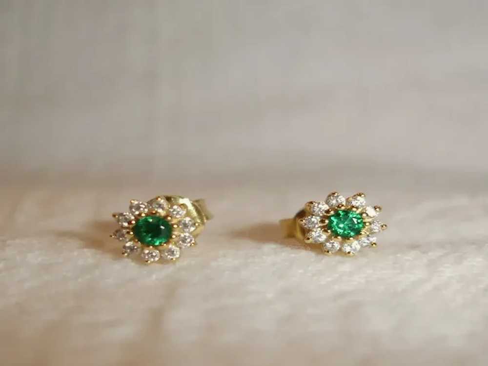 Vintage Faux Diamond and Emerald Green Crystal Pi… - image 5