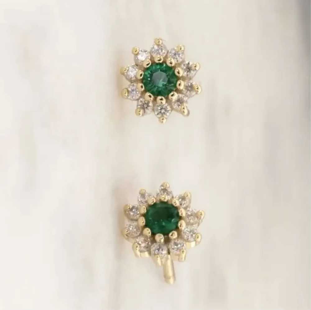 Vintage Faux Diamond and Emerald Green Crystal Pi… - image 6