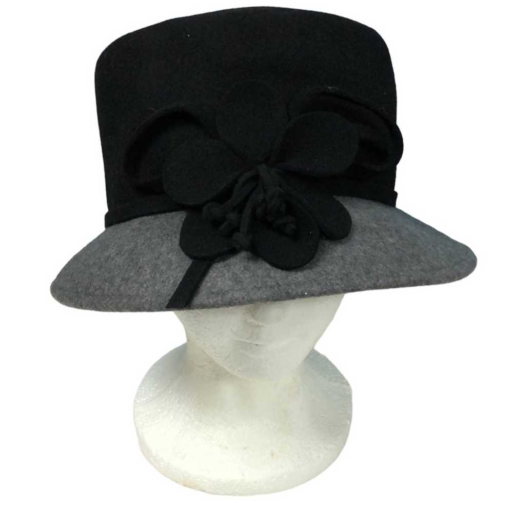 Vintage AUGUST 100% wool gray black bucket hat - image 1