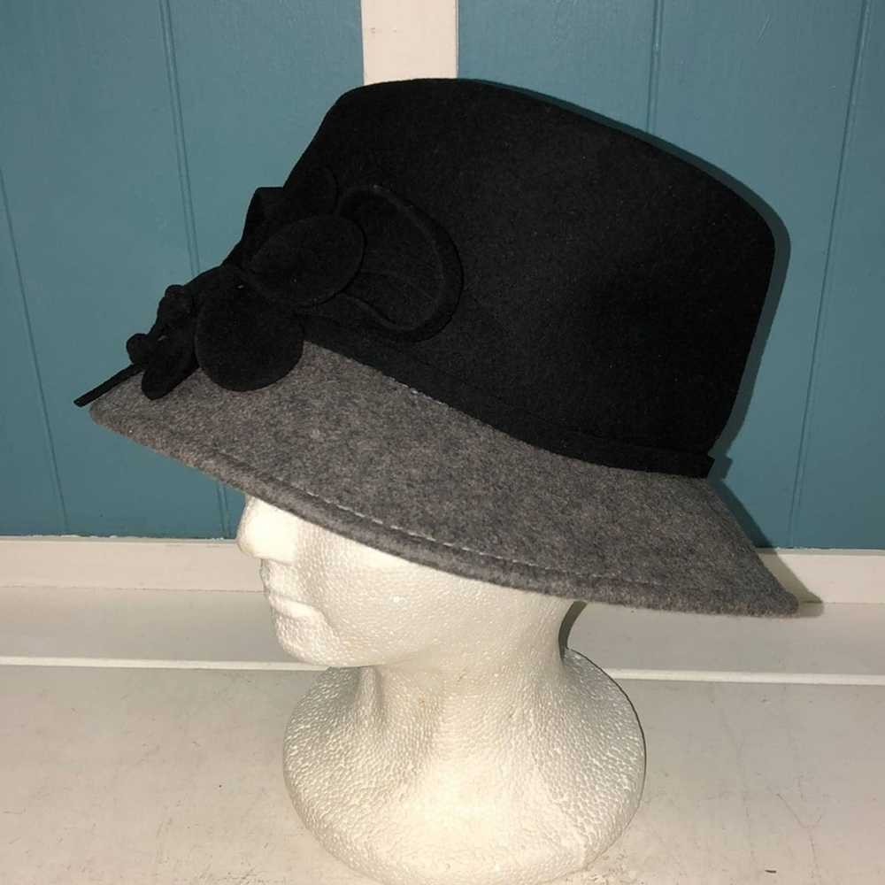 Vintage AUGUST 100% wool gray black bucket hat - image 2