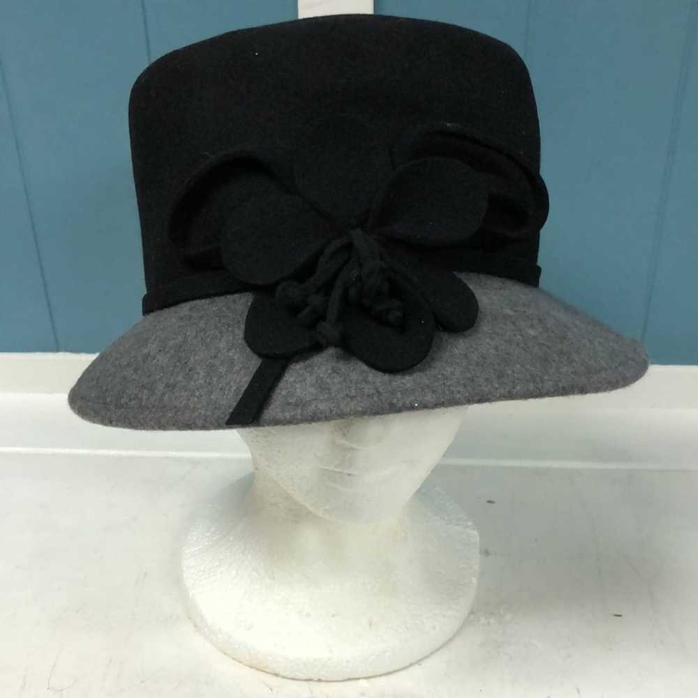 Vintage AUGUST 100% wool gray black bucket hat - image 3