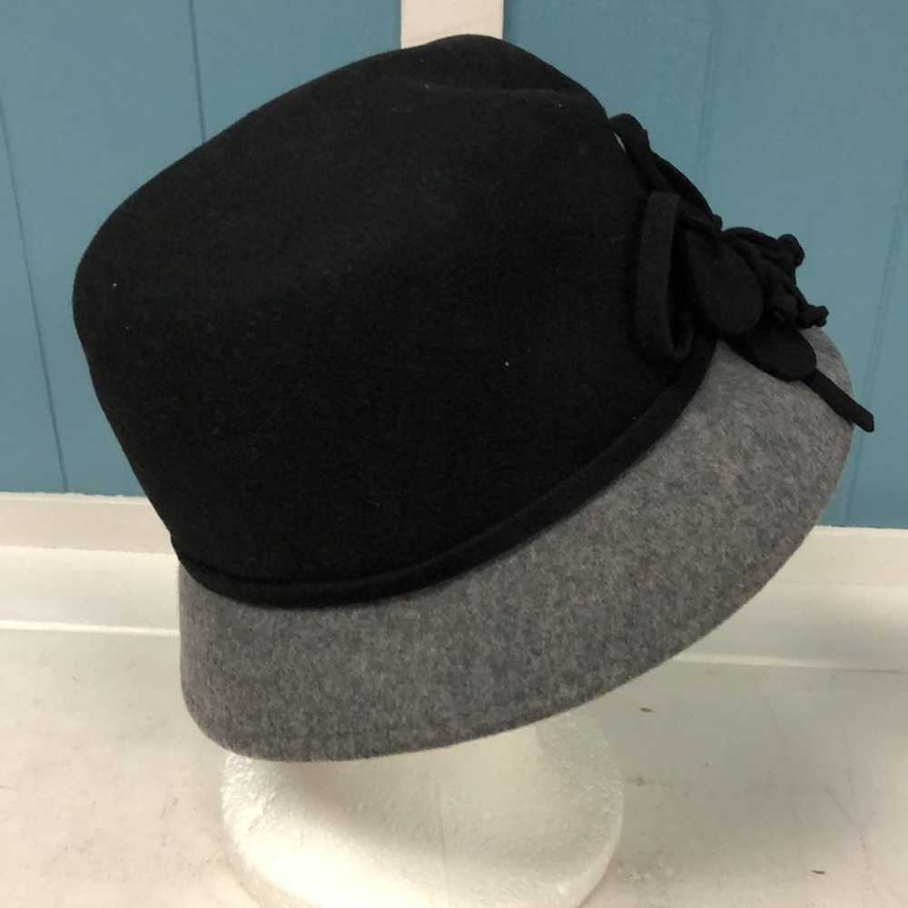 Vintage AUGUST 100% wool gray black bucket hat - image 4