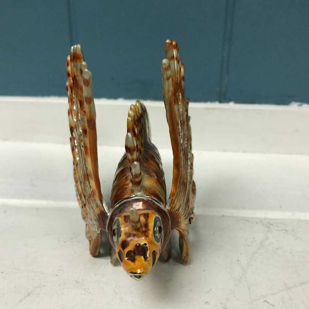 Vintage Bejeweled Enameled Fish Trinket Box With … - image 2