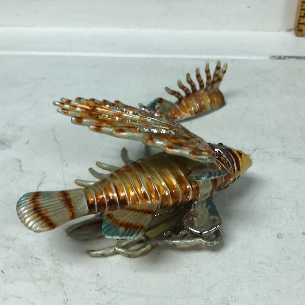 Vintage Bejeweled Enameled Fish Trinket Box With … - image 6