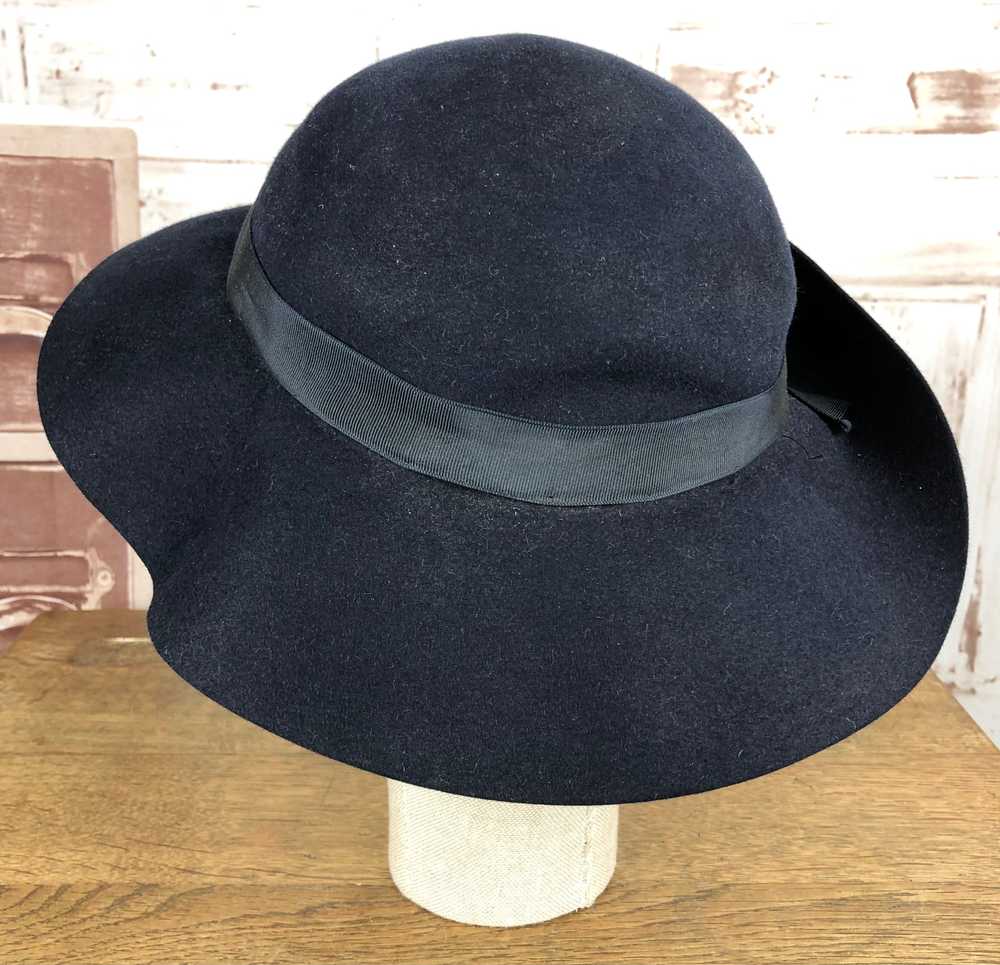 Classic Original 1930s Vintage Navy Blue Felt Hat - image 11
