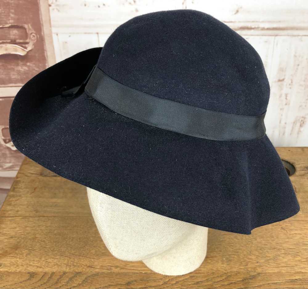 Classic Original 1930s Vintage Navy Blue Felt Hat - image 7