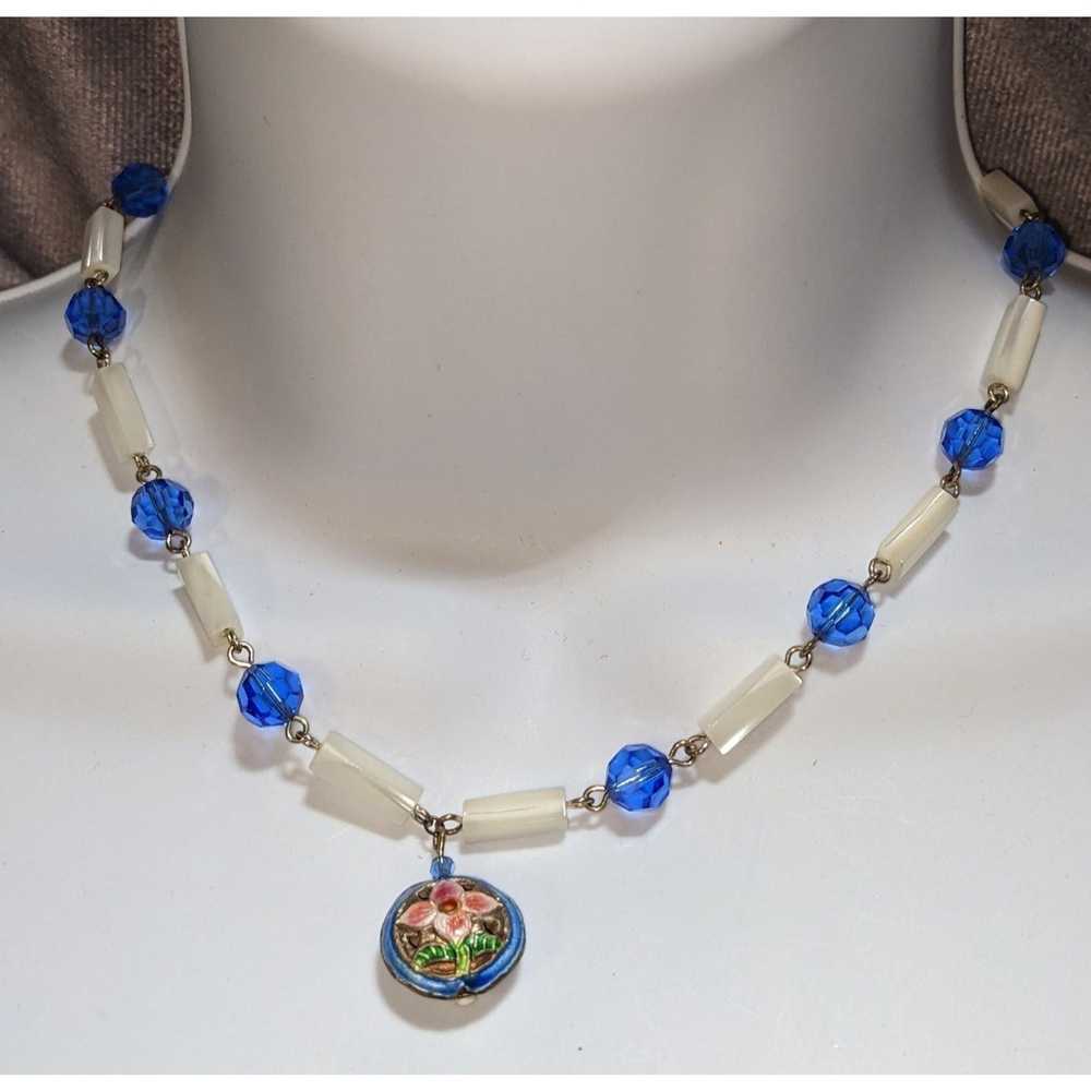 Other Vintage Puffed Cloissone Beaded Necklace - image 4