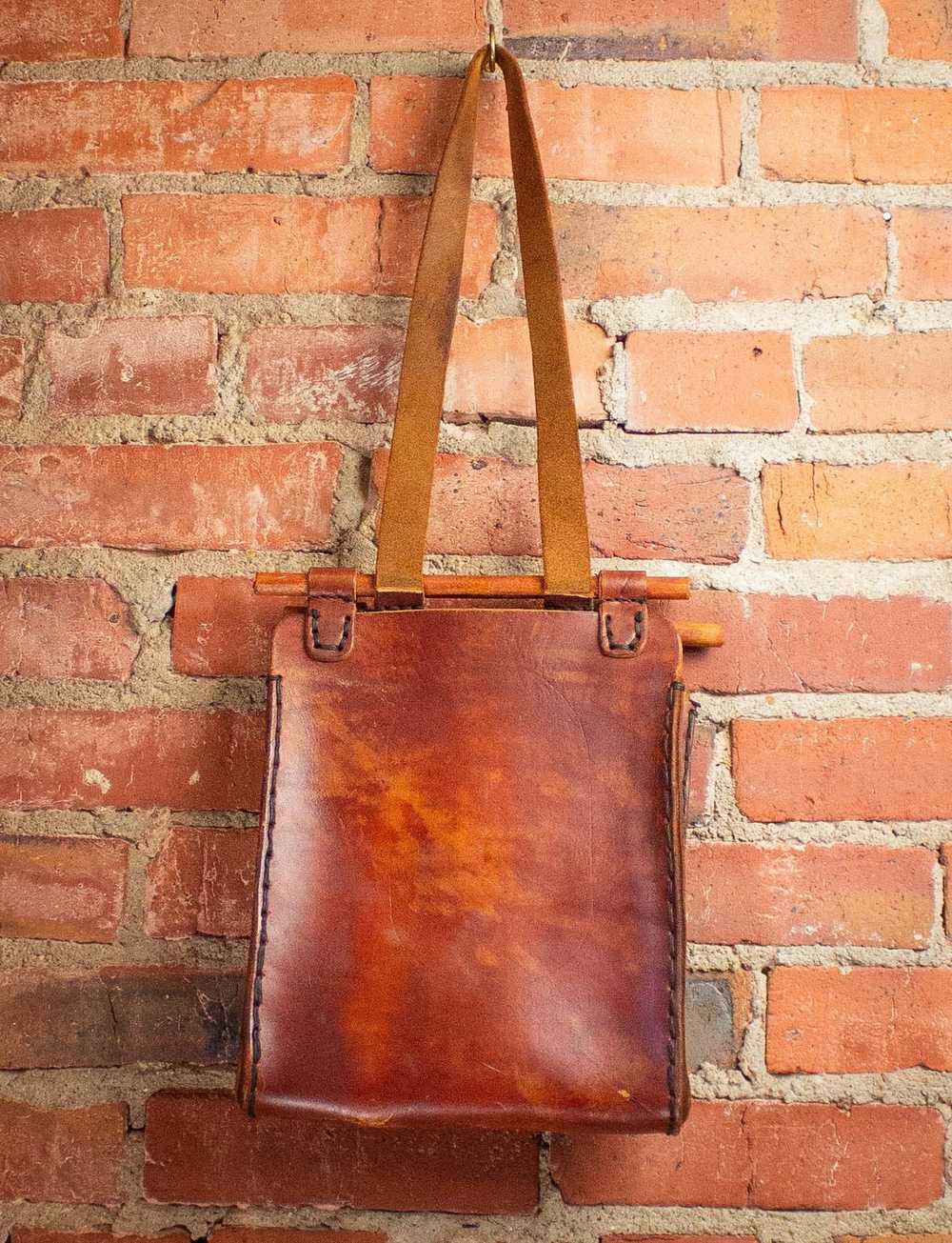 Vintage Vintage Hand Tooled Painted Shoulder Bag … - image 2