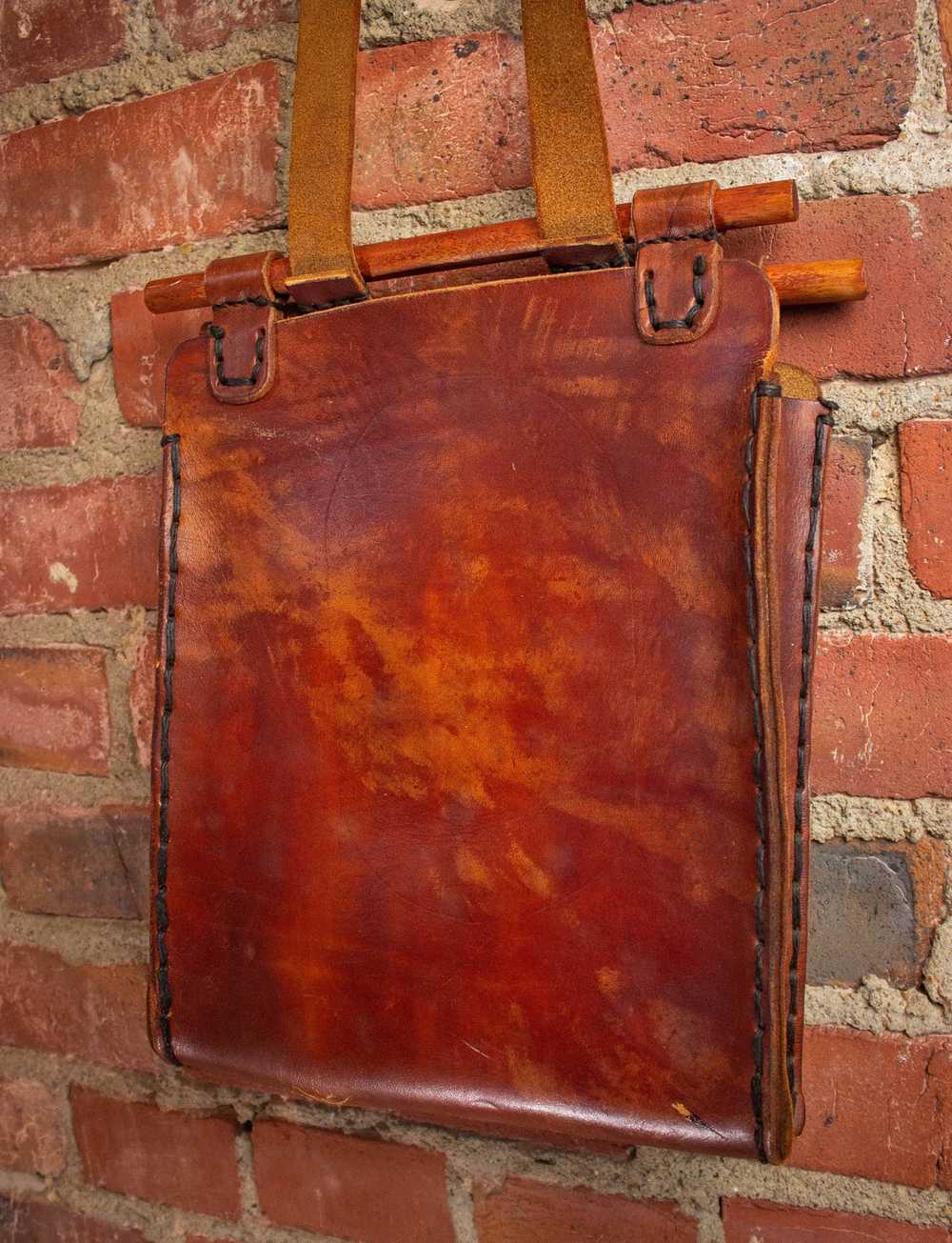 Vintage Vintage Hand Tooled Painted Shoulder Bag … - image 4