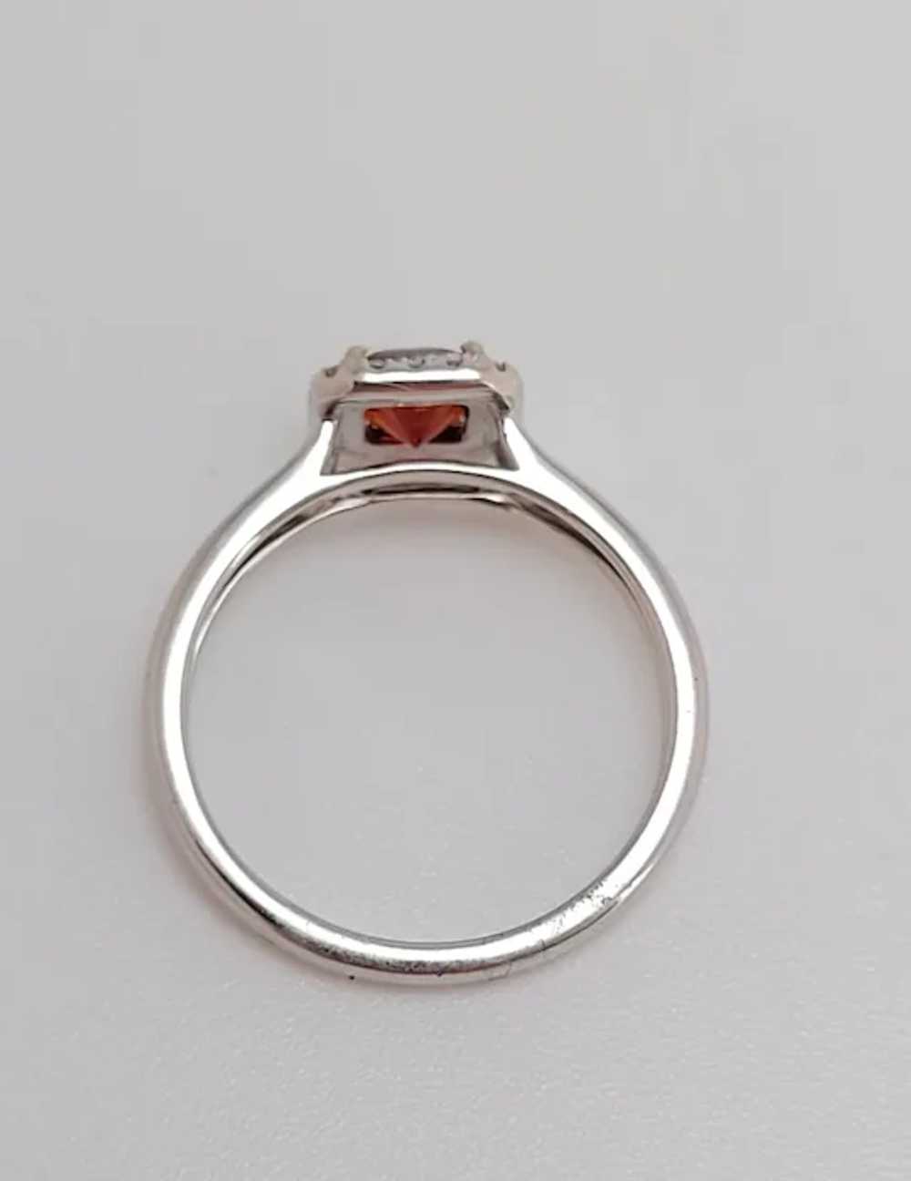 14k Gold Spessartine Garnet Diamond Halo Ring - image 2