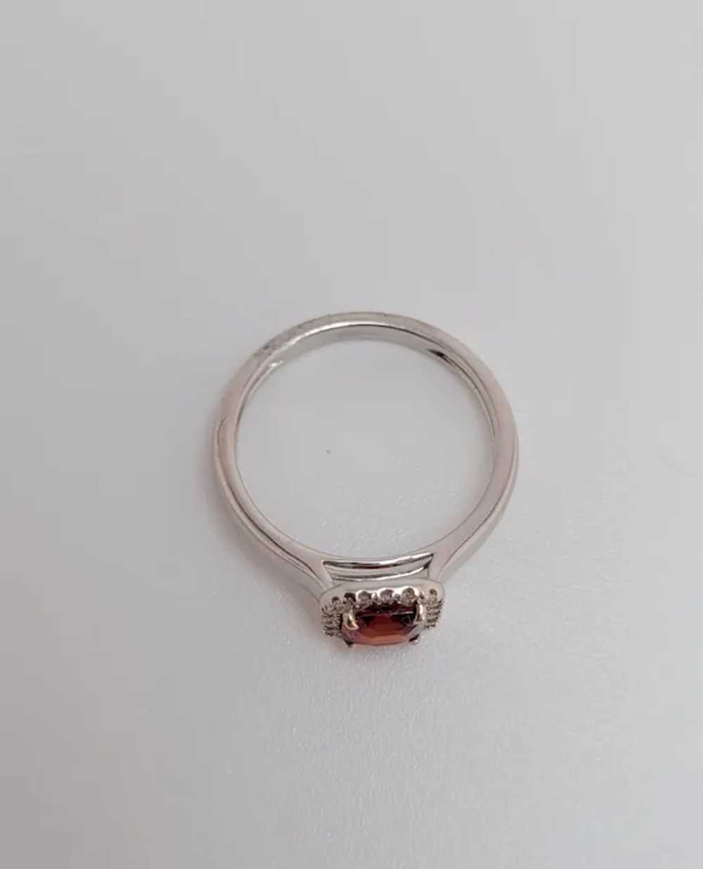 14k Gold Spessartine Garnet Diamond Halo Ring - image 4
