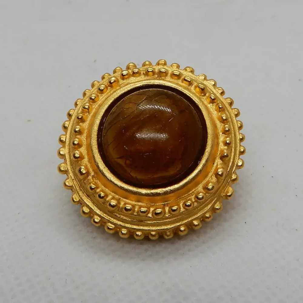 Signed Maeve Carr New York Round Amber and Gold T… - image 6