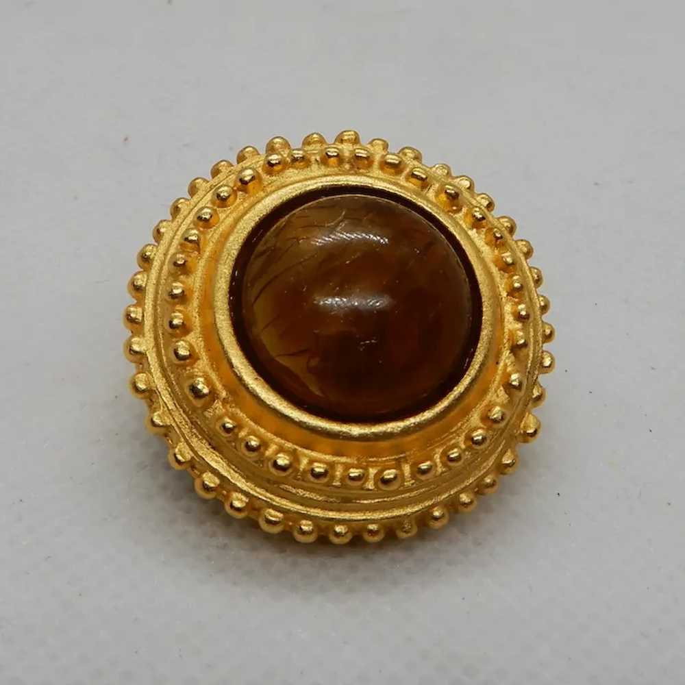 Signed Maeve Carr New York Round Amber and Gold T… - image 7