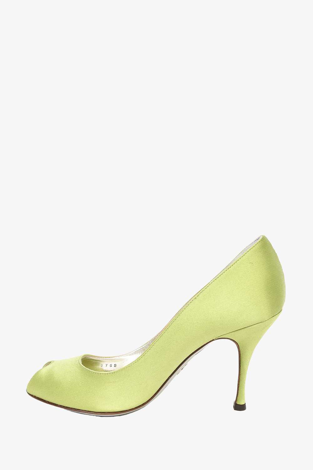Dolce & Gabbana Olive Green Satin Peep-Toe Heels … - image 3