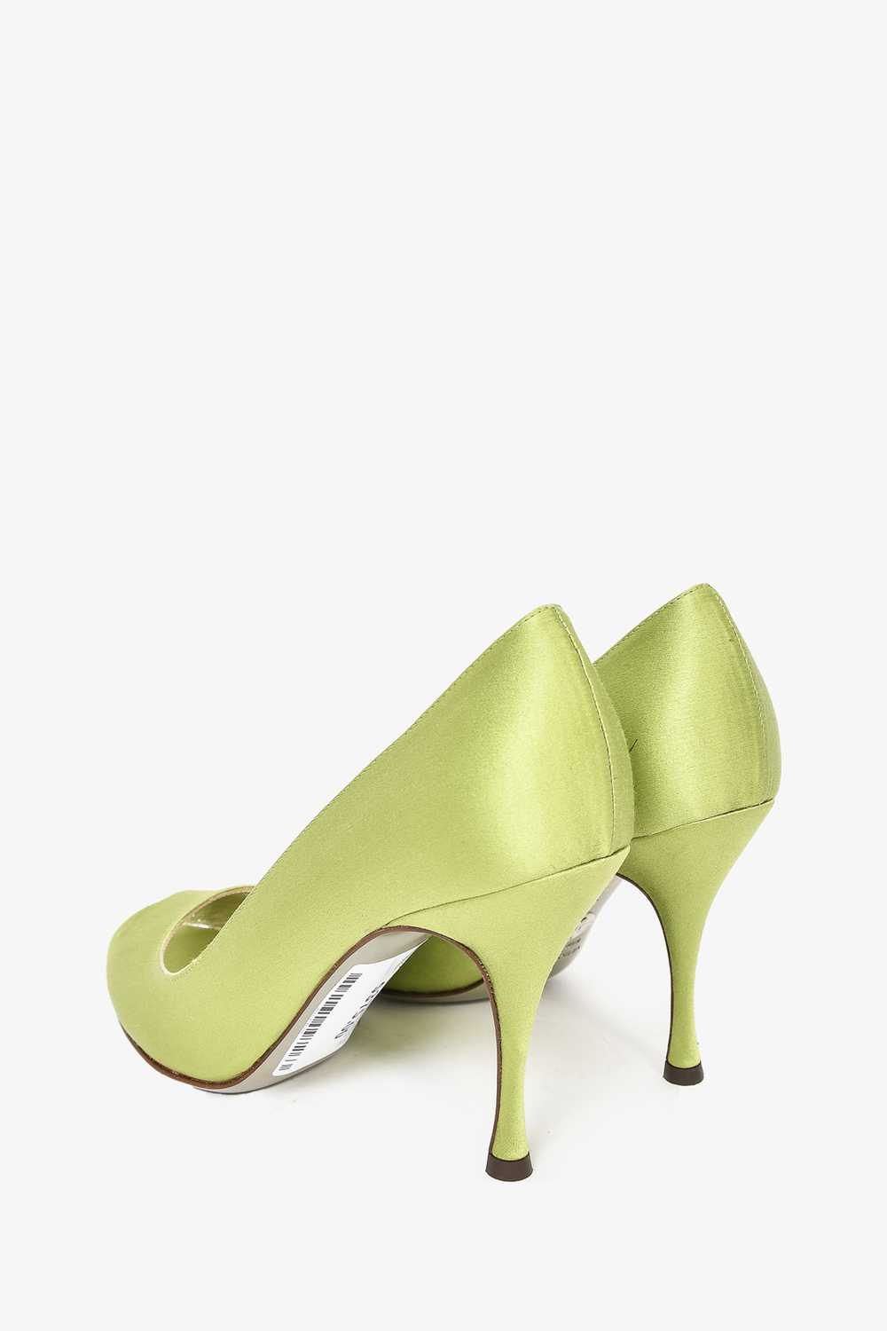Dolce & Gabbana Olive Green Satin Peep-Toe Heels … - image 4