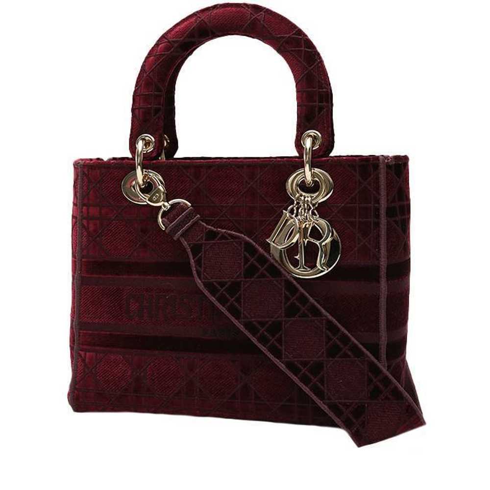 Dior Lady Dior medium model handbag in burgundy v… - image 1