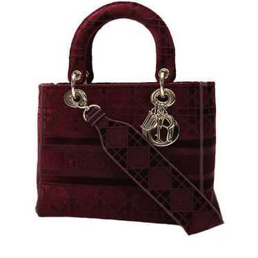 Dior Lady Dior medium model handbag in burgundy v… - image 1