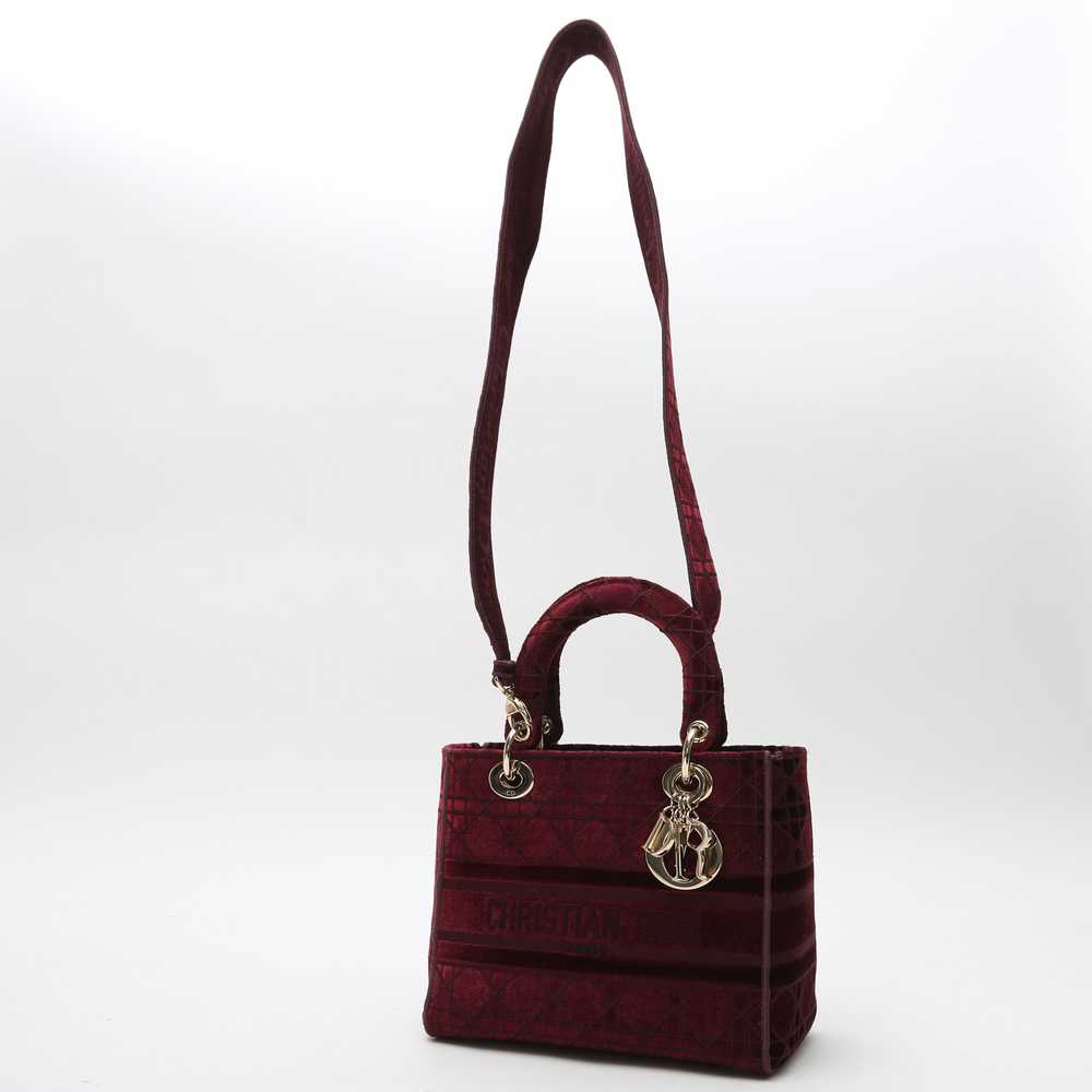 Dior Lady Dior medium model handbag in burgundy v… - image 9