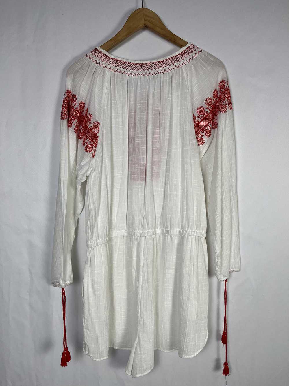 J. Crew Size XL (16) White & Red Embroidered Romp… - image 7