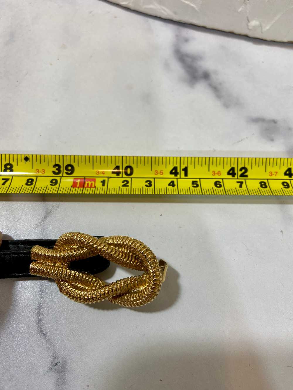 Vintage skinny gold tone black belt - image 6