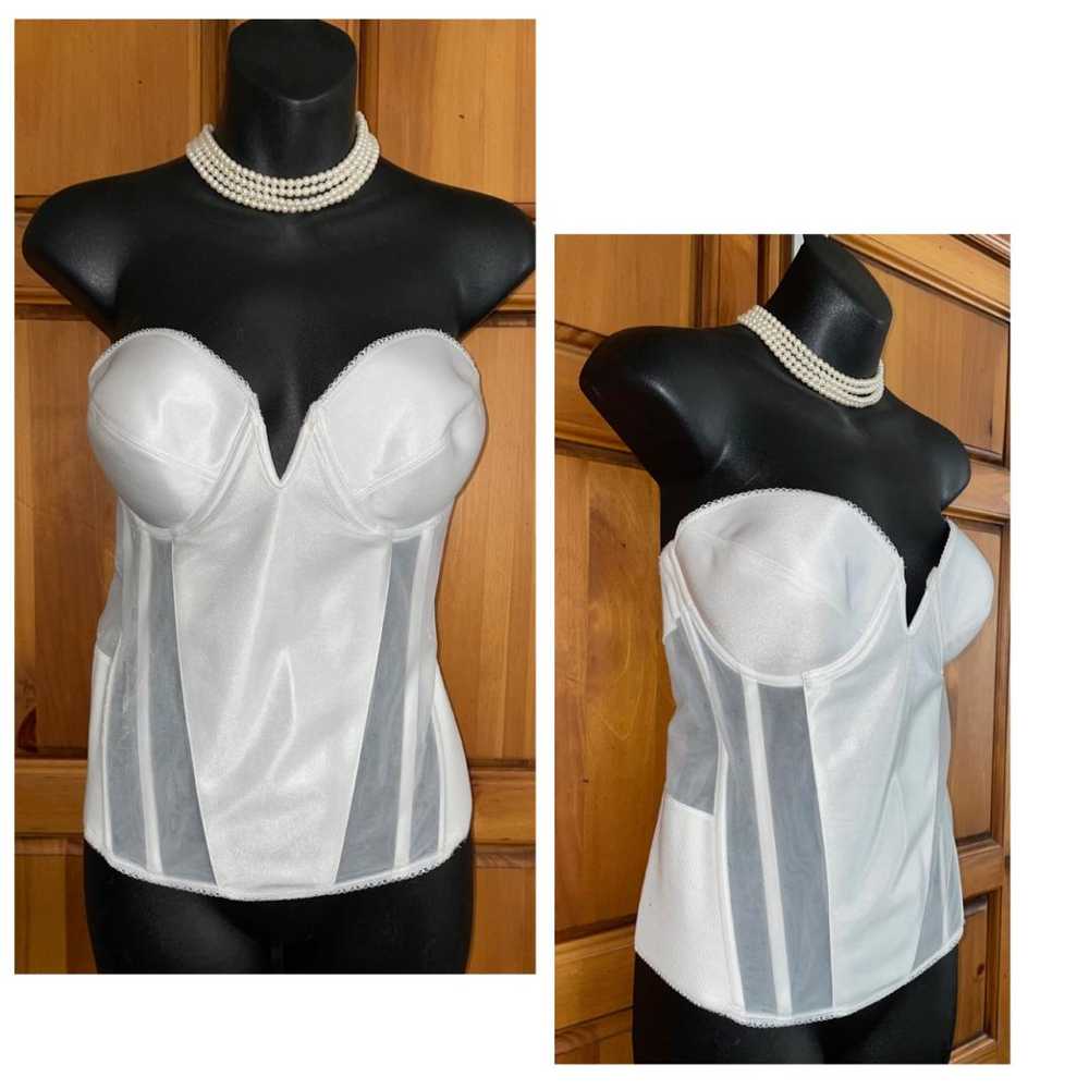 Vintage 1990's White Strapless Bustier / Straples… - image 1