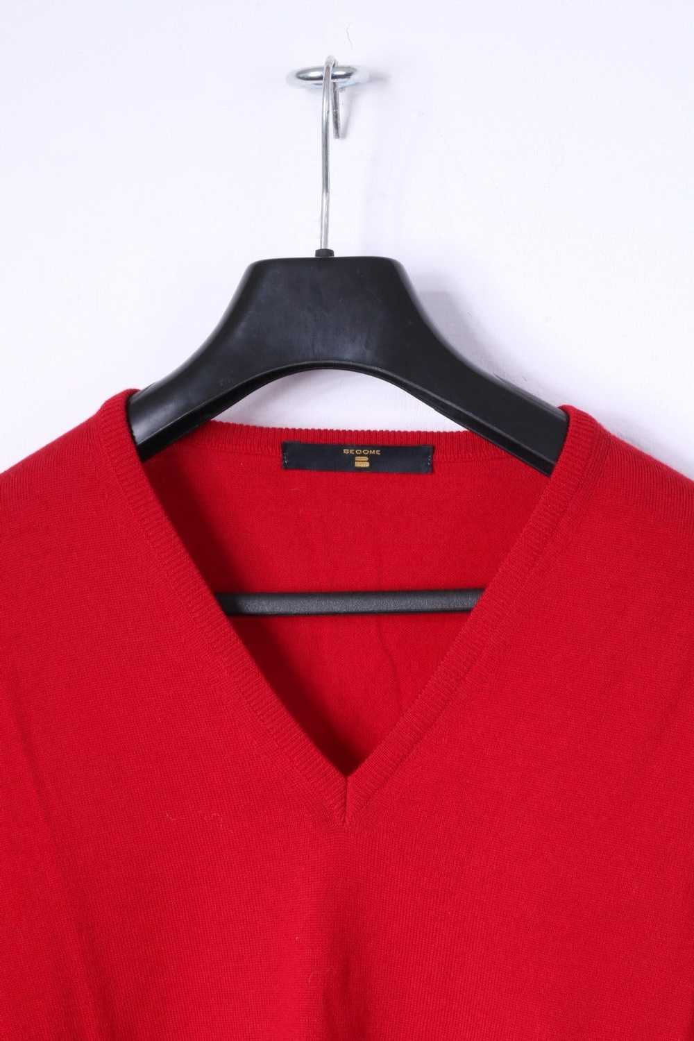 Vintage BECOME Men L Jumper Red 100% Wool Soft V … - image 2