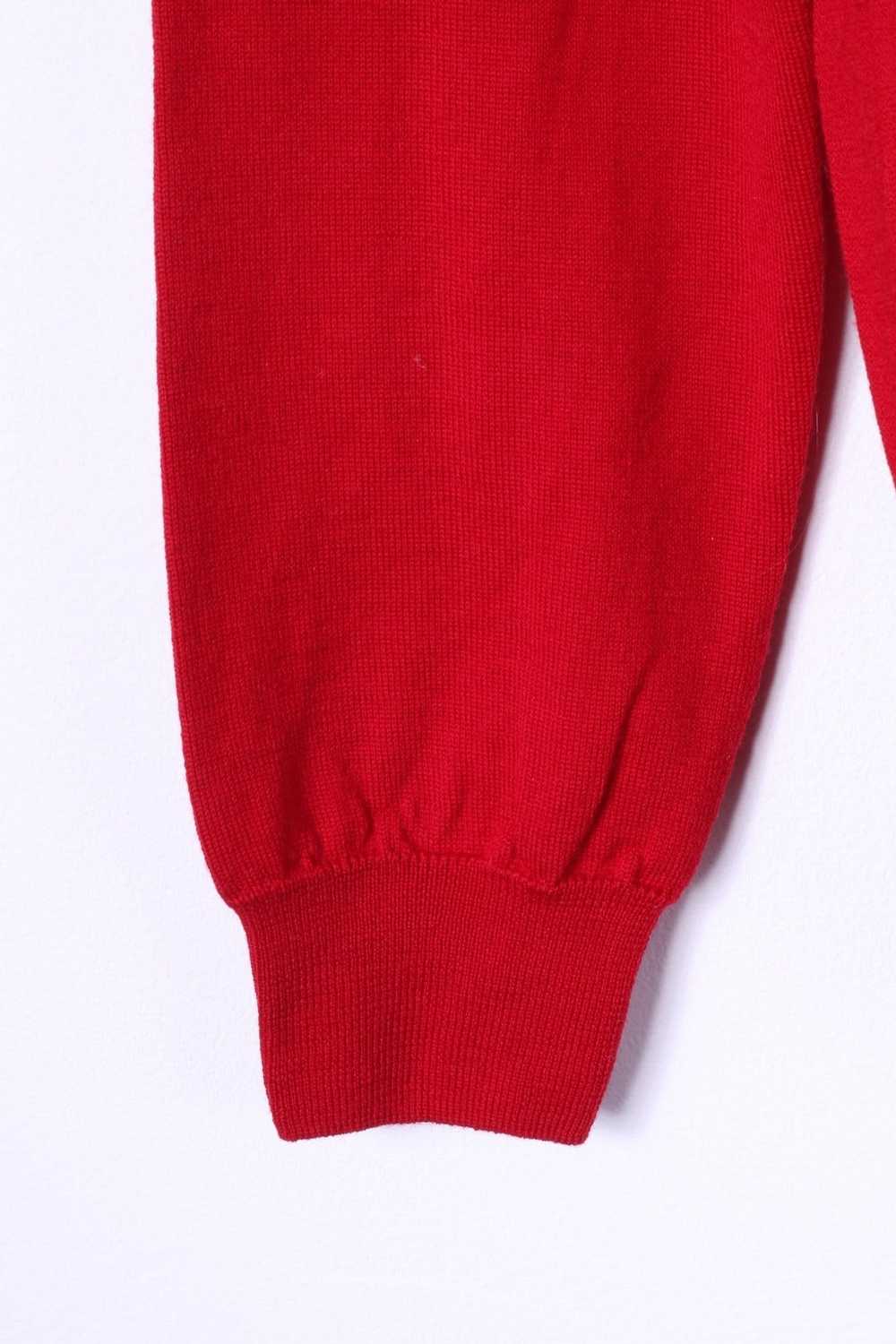 Vintage BECOME Men L Jumper Red 100% Wool Soft V … - image 3